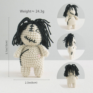Poupée vaudou tricotée au crochet en gros Effrayant Halloween fantôme visage peluche poupée textile et tissu artisanat - Product Image 6