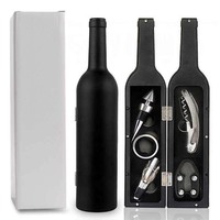Ensemble de 5 ouvre-bouteilles modernes et durables en acier inoxydable en forme de bouteille de vin, avec verseur, tire-bouchon, bouchon, coffret cadeau personnalisé – Vente en gros