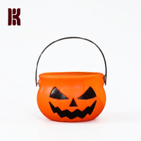 Lanterne Citrouille Transfrontalière la Plus Vendue, Seau en Plastique d'Halloween, Ensemble Portable Cinq Pièces pour Enfants, Pot à Bonbons Décoratif