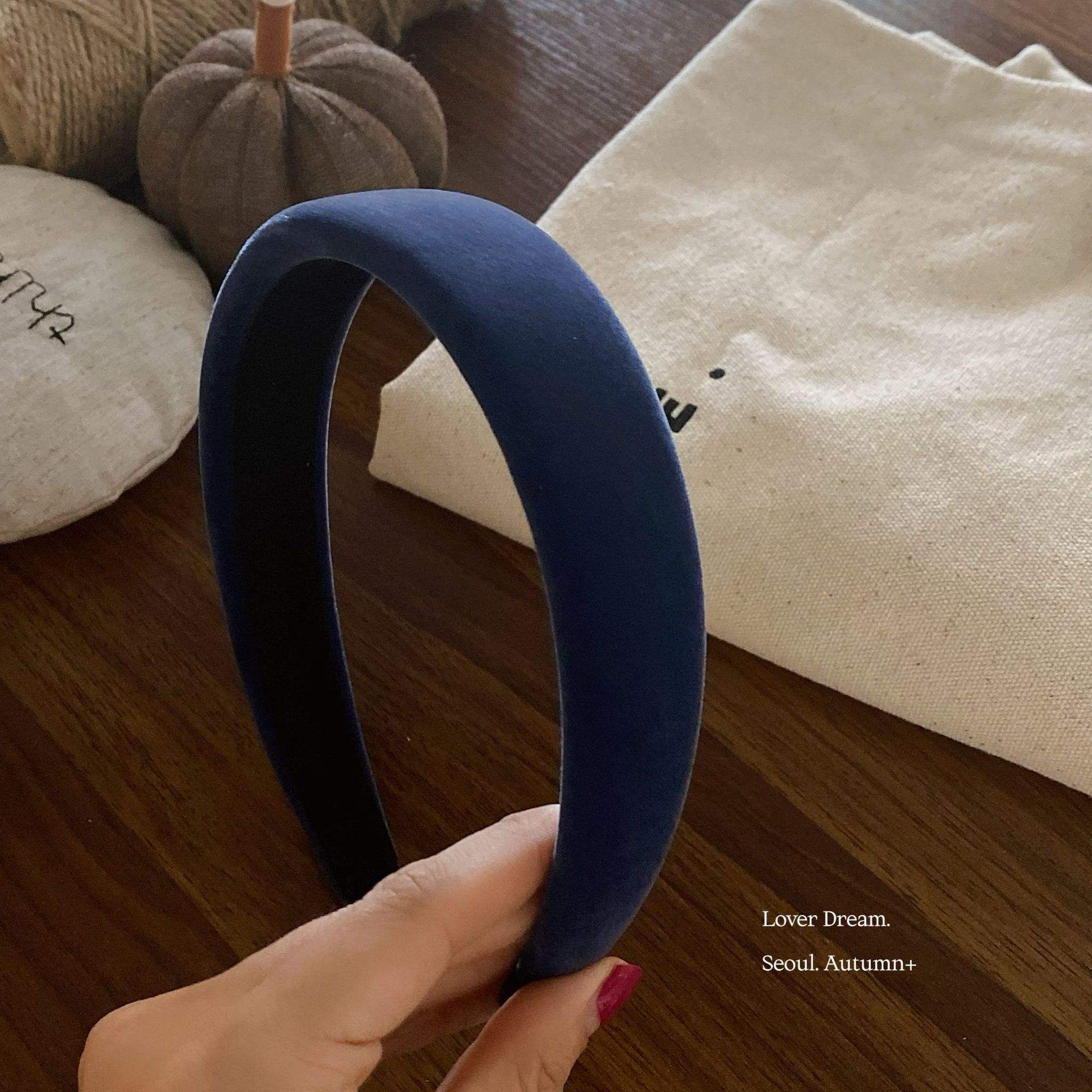 Navy velvet 3cm hair band