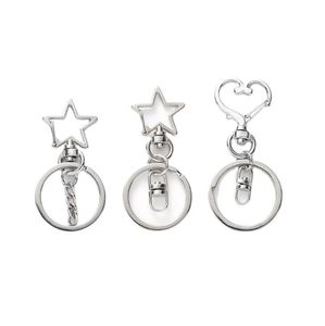 Porte-clés en forme de cœur, étoile à cinq branches, fermoir à homard, anneau de clé séparé, porte-clés, fournitures de bricolage, fabrication de bijoux, matériel en étoile argentée - Product Image 5