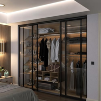 Armoire de luxe pour couple, meubles de chambre à coucher sur mesure, dressing, armoires doubles en bois massif et verre, accessoires de rangement, designs