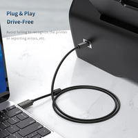 Kabel USB B 2.0 Jasoz untuk Printer, USB 2.0 480Mbps, Tipe A ke B Male, 0.5m 1m 1.5m 2m 3m 5m 64 Braid Berlapis Nikel untuk Printer Scanner