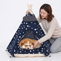 Tente pour animaux de compagnie amovible, solide, rectangulaire, à motif de dessin animé, maison pour chat, semi-fermée, lavable, pliable