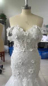 LY-WD0246 abiti da sposa abiti da sposa sirena sposa elegante pizzo a coda di pesce gonna <span class=keywords><strong>senza</strong></span> <span class=keywords><strong>maniche</strong></span> spazzola strascico <span class=keywords><strong>bianco</strong></span> avorio - Product Image 4