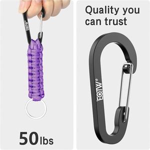 Logo Branding Paracord Keychain Carabiner Heavy Duty Braided Key Chain for Keys Camping Hiking Outdoor Gear Wholesale Custom - Product Image 5