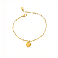 Bracelet chaîne avec pendentif cœur pour femme, bijoux géométriques couleur or, vente en gros