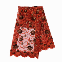Tissu de dentelle africaine de luxe avec sequins et filet en polyester, broderie en dentelle française en gros pour robes de soirée