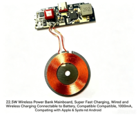 Carte mère de batterie externe magnétique sans fil ignifuge FR4 15W 22.5W, module PCBA, circuit imprimé de batterie externe à charge rapide PD20W