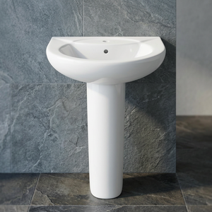 Best Quality Indian Vitreous China Hand Wash Pedestal Basin - Lavabo Sink From Vistaar Brand, Smiley Morning Sanitaire Product - Product Image 5