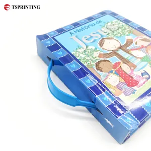 Livro de desenho animado em inglês portátil, livro de capa dura para crianças, impressão em papel e papelão, livro personalizado