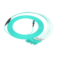 Kabel patch serat optik MPO ke LC kabel Fanout OM3 kabel patch Multi Female