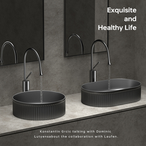 Lavabo <span class=keywords><strong>de</strong></span> Cerámica MUUPEG <span class=keywords><strong>de</strong></span> Diseño Moderno con Rayas Verticales, Ecológico, Fácil <span class=keywords><strong>de</strong></span> Limpiar, para Baños y <span class=keywords><strong>Villas</strong></span> - Product Image 5