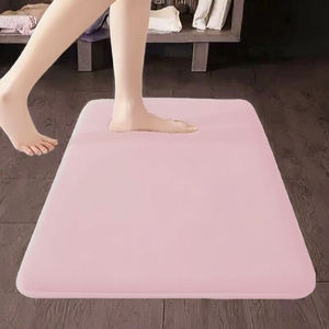Tapis de sol de salle de bain antidérapant en mousse à mémoire de forme à rebond lent, absorbant l'eau, texture galet, en coton pour la maison - Product Image 3