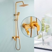 Noir et or espace aluminium ensemble de douche pluie salle de bain douche mitigeur robinet montage mural chaud froid douche Kit