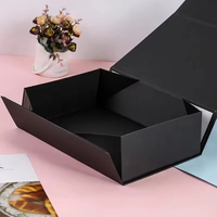 Kotak Hadiah Kertas Lipat Magnetik Hitam Ramah Lingkungan Desainer Kemasan Karton dengan Penutup Magnetik, Tersedia