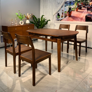 NKAHS Pre Order Black Walnut Solid Wood <b>Folding</b> <b>Dining</b> <b>Table</b> Round & Square Dual Purpose Retractable Dinner <b>Table</b> Minimalist E - Product Image 4