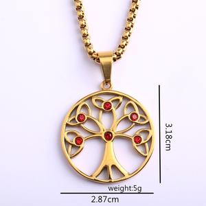 Vintage <b>Celtic</b> Tree Of Life Pendant <b>Necklace</b> charm Gold Stainless Steel Red Crystal <b>Celtic</b> Knot Spiritual Wiccan Jewelry For Men - Product Image 5