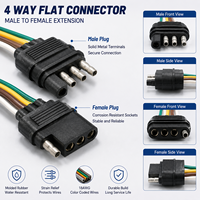 Faisceau de câblage moulé mâle-femelle 4 voies, 4 broches, 18AWG, 12, 24, 26, 36, 48 pouces, pour éclairage de camion et extension de remorque