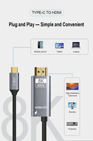 Câble HDMI 2.1 8K 60Hz Type-C USB C vers HDMI, câble convertisseur Type C vers HDMI avec adaptateur d'alimentation PD 100W pour PC, ordinateur portable, moniteur