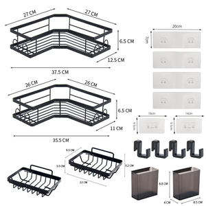 Ferro carbonio autoadesivo doppio bagno doccia scaffale angolo cucina scaffali per doccia - Product Image 2