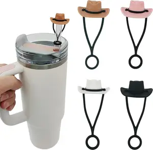 Customized Cute Silicone Cover Hat Straw Topper Caps 100% BPA FREE Straw Covers For Reusable Straws For Cups