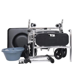 Chaise de douche pliable avec plateau de lit/soins à domicile ou soins de santé fauteuil de toilette/fauteuil roulant - Product Image 4