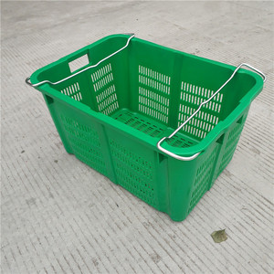 Caisses à légumes en plastique 660x450x360mm empilables avec poignées en fer pour le transport en chaîne du froid, matériau HDPE - Product Image 2