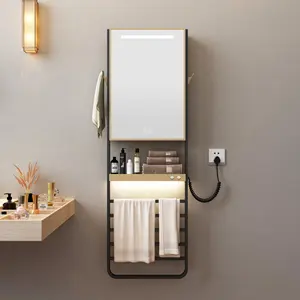 Towel Rack Stainless Steel Electric Towel Warmer Dryer Heated With LED Light Mirror Cabinet UV light And Night Light Towel Rail
