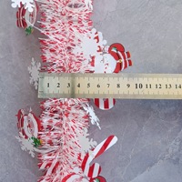 Guirlande de Noël en plastique en forme de Père Noël, moderne, rouge et blanc rayé, décorations de fête suspendues
