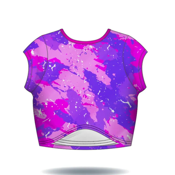 Nuova moda ultimi disegni di magliette personalizzate viola Solid t shirt donna donna ragazze t shirt crop top