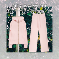 Ensemble décontracté deux pièces pour femme : Manteau chaud slim, pantalon large et sweat à capuche zippé doré, en velours anti-boulochage, idéal pour le quotidien