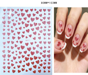 Autocollants pour ongles en forme de cœur français, fins, colorés, 3D, autocollants adhésifs pour la manucure de la Saint-Valentin, nail art - Product Image 4
