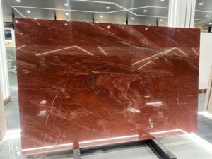 प्राकृतिक बोरडेक्स लाल संगमरमर का बड़ा स्लैब जिसमें सोने की नसों के साथ उच्च अंत प्रकाश लक्जरी सजावट पत्थर - Product Image 3