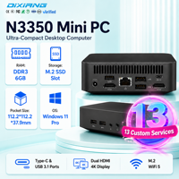 Mini PC Intel N3350, RAM DDR3 6GB, M.2 NGFF SATA+PCIE, WIFI5, Port Audio HDMI RJ45, Desktop Mini Kompak OEM&ODM