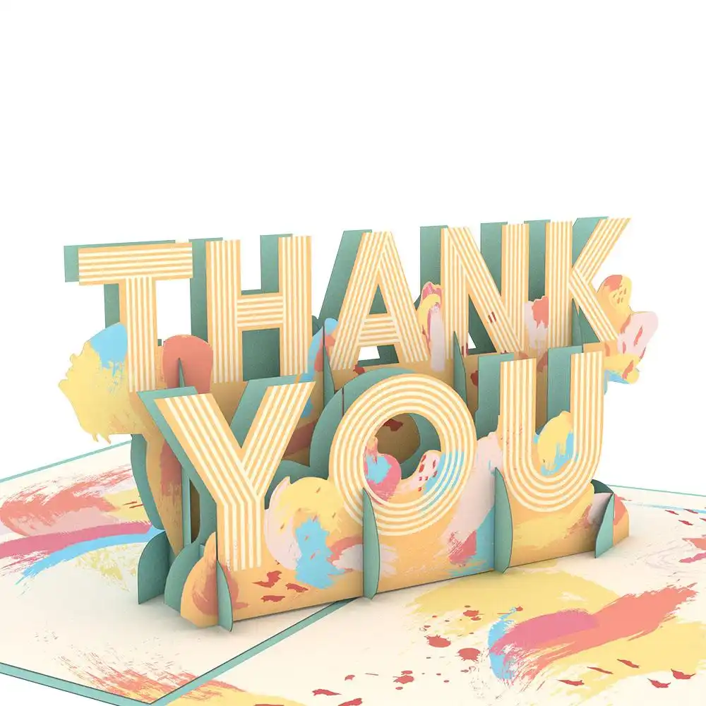 Impressão personalizada cartão de agradecimento para buisness obrigado 3d pop up cartão com logotipo