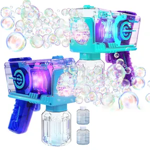 Cool Light Up Transparency Bubble Gun Machine Juguetes para niños Party Bubble Blower Maker Toy Summer Soap Water Toys