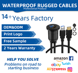 Farsince Kép <span class=keywords><strong>USB</strong></span> 3.0 Một Nam Để <span class=keywords><strong>USB</strong></span> A Và <span class=keywords><strong>USB</strong></span> C Nữ Flush Bảng Điều Chỉnh Núi Xe Cáp Không Thấm Nước - Product Image 3