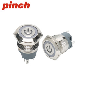 Interruptor de botón pulsador metálico de 22 mm, 1NO, IP65, impermeable, de acero inoxidable, con terminal de tornillo, 16A, 24V, momentáneo, con reinicio automático - Product Image 3