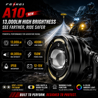 Ferei A10 13000LM Phare auxiliaire de moto à faisceau large LED avec lumière ambiante 6 couleurs pour Goldwing
