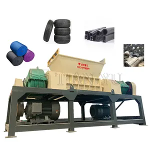 Rubber Mulch Recycle Equipment For Scrap Twin Shaft Used Motorcycle Tyre Shredder Rubber Tile Molding Machine In Recycling Line