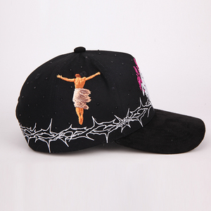 Cappellini Sportivi con Strass, Design di Fabbrica, 5 Pannelli, Visiera Curva, Berretto da Baseball in Camoscio con Logo Personalizzato - Product Image 3