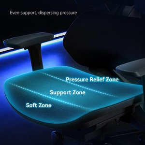 X5 Plus Chaise de jeu de course par ordinateur noire Chaise élévatrice en maille ergonomique à dossier haut Style moderne avec siège confortable - Product Image 3