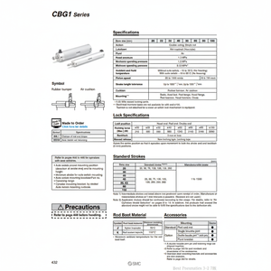 Cilindro de bloqueo de extremo SMC Pneumatics, piezas neumáticas de CDBG1BN100-25-HN - Product Image 1
