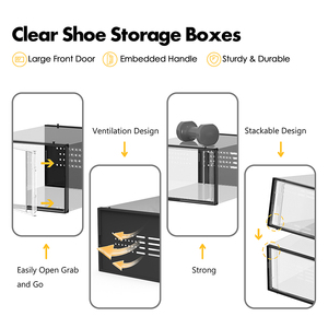 Nhựa Stackable Giày trường hợp từ cửa Hộp giày trong suốt Sneaker Thùng kết hợp gấp nhựa Giày hộp - Product Image 5