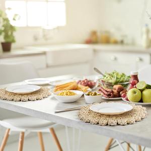 Napperon gland fait à la main pur adapté à la décoration de la maison d'hôtel de mariage plaques de chargeur en rotin plaques de chargeur en rotin - Product Image 6