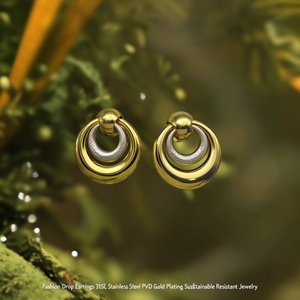 Boucles d'oreilles pendantes tendance en acier inoxydable 316L plaqué or PVD, bijoux durables et résistants - Product Image 3