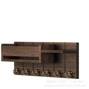 Wooden <b>wall</b>-mounted <b>key</b> <b>holder</b> for bedroom or study, solid wood <b>wall</b>-mounted storage rack for organizing miscellaneous items. - Product Image 4