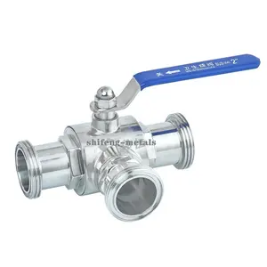 1.5" Stainless Steel Manual Threaded Three-way Ball Valve Hygienic Valves For Food Medicine And Beverage