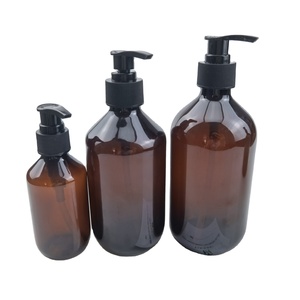 Bouteille en plastique ambrée transparente avec pompe 100ml 200ml 300ml 500ml 10oz 16oz, flacon vide pour shampoing, après-shampoing, savon liquide - Product Image 1